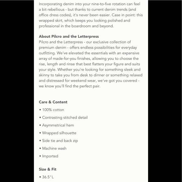 ‼️NWT Anthropologie Pilcro Denim Skirt Size 10‼️ - Picture 6 of 6